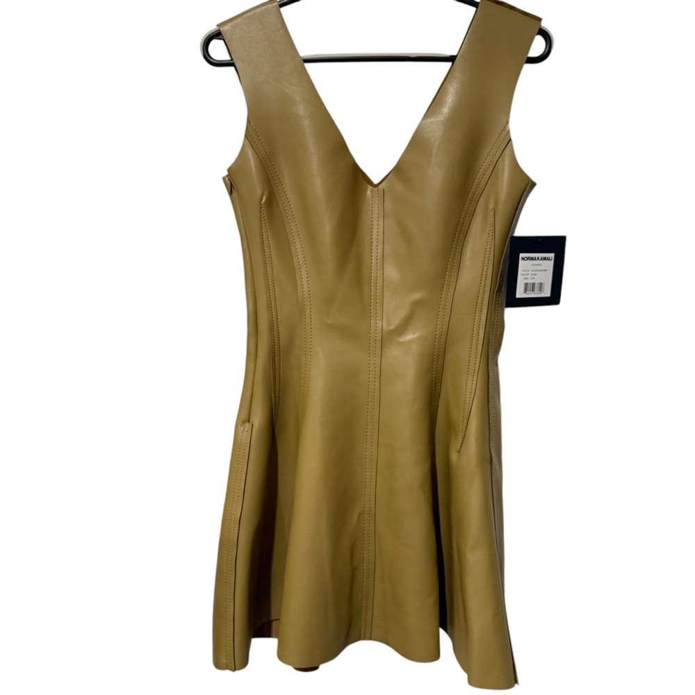 Norma Kamali Gracie Faux leather Mini Dress Size S $225 MSRP - Picture 7 of 12